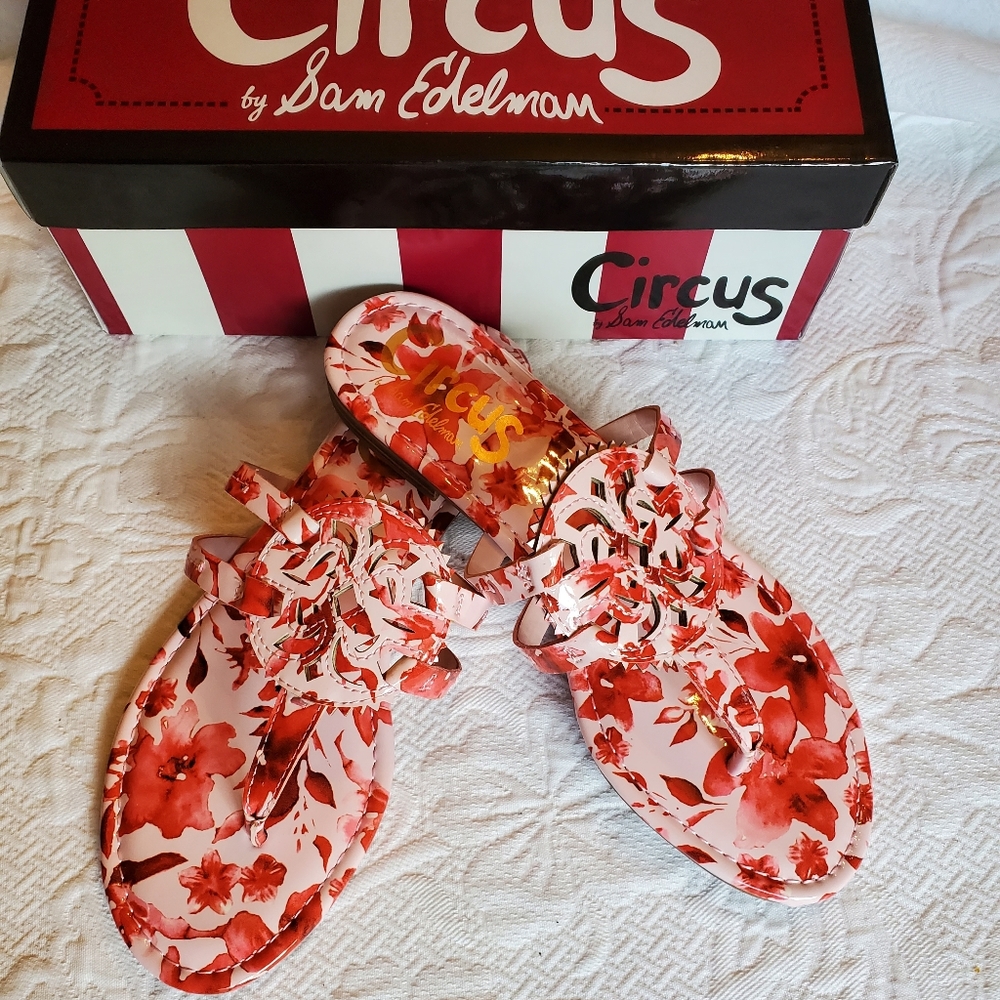 Sam Edelman Circus Thong Sandal 8.5 Red Pink Multi